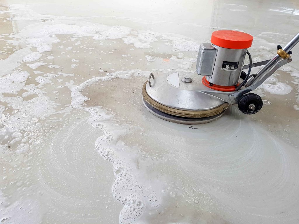 STBM industrial flooring installation with drainage grating